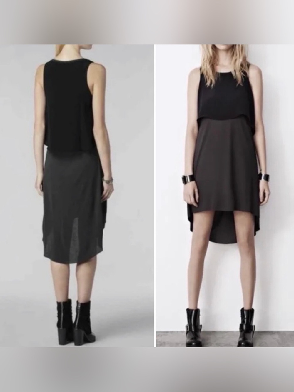 AllSaints Rubik Hi-Low Layered Tank Dress - Worn One